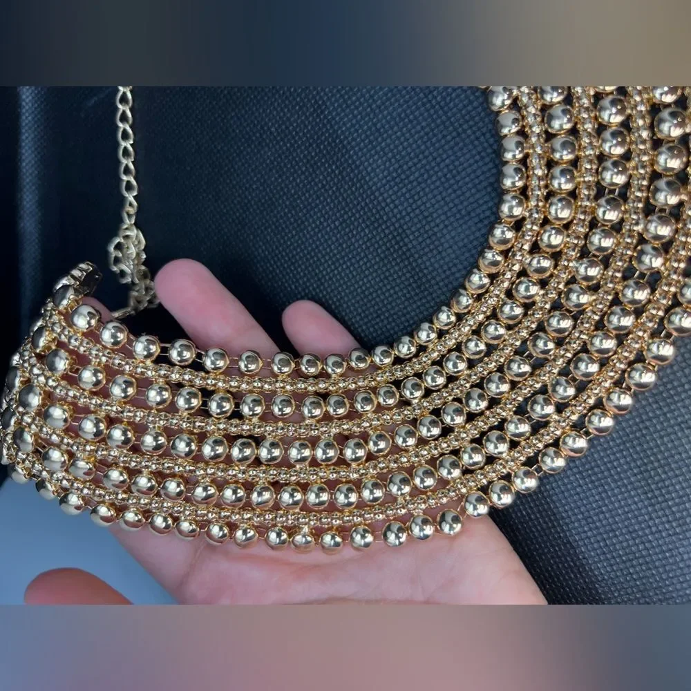 Zara Bold Multilayered Gold Chocker Necklace - Picture 9 of 14